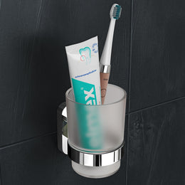 Plantex Tumbler Holder for Bathroom/Pure Brass Toothbrush Stand/Toothpaste/Razor Holder/Bathroom Accessories - Pack of 1 (APS-GIA-03, Chrome)