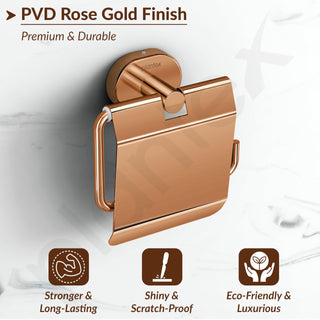 Plantex J4 Stainless Steel Toilet Paper Holder for Bathroom/Tissue Holder for Washroom/Toilet roll Holder for Wall Mounted/Bathroom Accessories (PVD Rose Gold Finish) Onix
