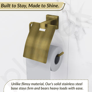 Plantex Stainless Steel Toilet Paper Holder/Toilet Roll Holder for Bathroom/Tissue Paper Holder/Bathroom Accessories - Aqua (Brass Antique)