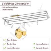 Plantex Smero Pure Brass 24 inch Towel Rack for Bathroom/Towel Stand/Hanger/Towel Holder/Towel Bar/Bathroom Accessories - Superb (Chrome)