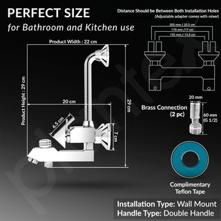 Plantex Brass Wall Mixer for Bathroom 3 in 1/L-Bend Connector for Overhead/Hand Shower/Spout Mixer Tap/Mixture Tap for Bathroom with 7-Year Manufacturer's Warranty-(Pri-319-Chrome)