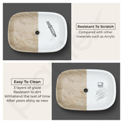 Plantex Wash Basin for Bathroom/Ceramic Table Top Washbasin/Countertop Vessel Sink Basin - (Cream Marble,  21.5 x 15 x 6 Inch)