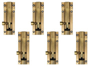 Plantex Stainless Steel Tower Bolt/Tower Bolt for Home,Offices Doors and Windows/Tower Bolt for Main Door/Door Latch/Kundi/Chitakini/Door Latch for Windows - Pack of 6 (Brass Finish, 4 inch)