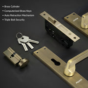 Plantex Stainless Steel Door Lock Handle Set/6-Lever Lock Mechanism with 3 Years of Warranty/Mortise Lock with 3 Keys, Brass Lock Body & Cylinder - (Brass Antique)