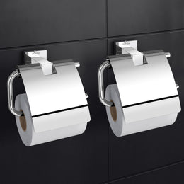 Plantex 304 Grade Stainless Steel Toilet Paper Holder/Toilet Paper Roll Holder/Toilet Roll Holder for Bathroom Accessories - Pack of 2 (Chrome)