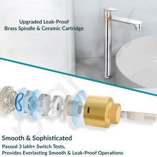 Plantex Pure Brass Pillar Tap for Wash Basin with Water Saving Nozzle/High Neck Wash Basin Tap/Pillar Cocke for Basin with 7 Year Warranty- (PAC-1804-Mirror Chrome)