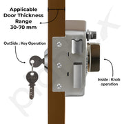 Plantex Heavy Duty Night Latch Door Lock with Key & Knob for Main Door/Twinbolt Lock for Home,Hotel,Office/Deadbolt lock with 5-Years Warranty (Satin White & Chrome)