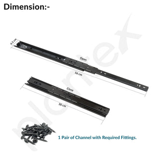 Plantex Drawer Channel/Ball Bearing Regular Close Slider Drawer Channel for Home, Kitchen & Wardrobe/Channel for Drawer (12-Inch,Black) z