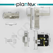 Plantex Heavy Duty Door Lock ÃƒÂ¢Ã¢â€šÂ¬Ã¢â‚¬Å“ Bathroom Door Lock/Mortise 8inch Keyless Plate Handle Set for Home/Bathroom/Store Room/Balcony/Office with Baby Latch (8125, Steel Satin and Chrome)