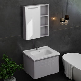 Plantex Unbreakable Vanity for Bathroom/Rectangle Washbasin with Cabinet Full Set/Sensor Light Bathroom Organizer for Home (NZBC-24)