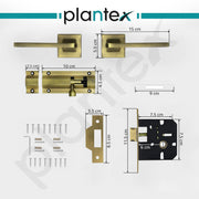 Plantex Heavy Duty Door Lock – Bathroom Door Lock/Mortise Keyless Handle Set for Home/Bathroom/Store Room/Balcony/Office with Baby Latch (605 - Brass Antique)