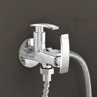 Plantex 2 in 1 Angle Valve with Wall Flange and Teflon Tape/Angle Cocke for Bathroom (SMR-1266-Chrome)
