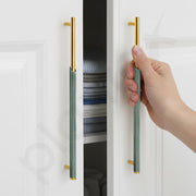 Plantex Stainless Steel & Aluminium Cabinet Handle/288mm Wardrobe Door Handle/Cupboard Pull-Push Handles for Home/Office - Pack of 1 (Green & Gold)