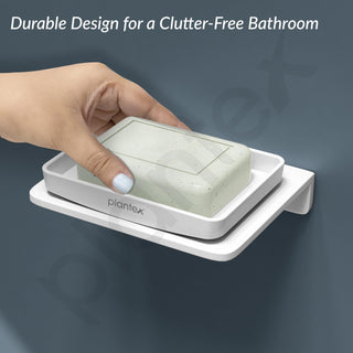 Plantex 5mm Acrylic Soap Dish for Bathroom/Wall Mounted Soap Holder/Soap Stand/Bathroom Accessories - (White)