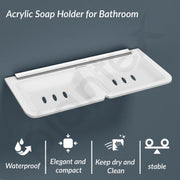 Plantex Stainless Steel Rails Double Soap Holder for Bathroom and Kitchen/Soap Stand/Bathroom Accessories for Home (11 Inch, Acrylic, White)