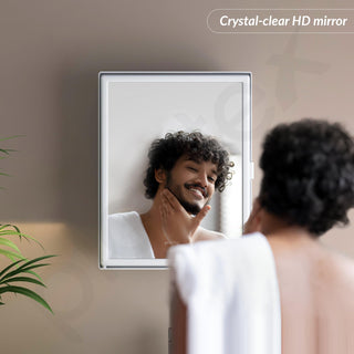 Plantex Acrylonitrile Butadiene Styrene Durable Bathroom Cabinet with Mirror/Premium Multipurpose Bathroom Mirror with Storage/Mirror with Shelf (14X18 Inch-White)