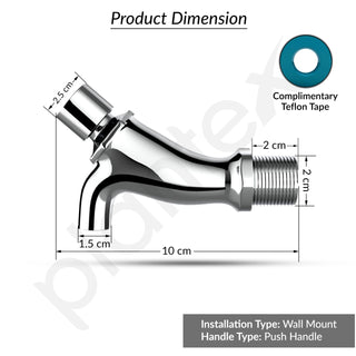 Plantex Push Cock for Bathroom/Wall Mount Push Tap/Push Cock with Teflone Tap - Pack of 1 (AC10, Chrome)