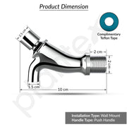 Plantex Push Cock for Bathroom/Wall Mount Push Tap/Push Cock with Teflone Tap - Pack of 1 (AC10, Chrome)