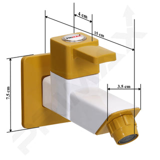 Plantex PTMT EDS-121 Single Lever Bib Cock for Bathroom with Plastic Wall Flange & Teflon Tape (Yellow & White)