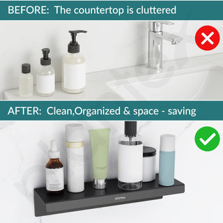 Plantex Stainless Steel Bathroom Shelf/Floating Shelf/Storage Organizer/Rack for Bathroom/Kitchen/Living-Room/Bathroom Accessories - Wall Mount (Matt Black - 14x5 Inches)