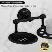 Plantex 304 Stainless Steel Skyllo Soap and Brush Holder Stand for Bathroom and Wash Basin (Black)