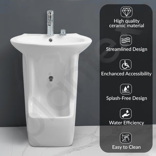 Plantex Wudu Basin/Ceramic Ablution with Leg Wash/Premium One Piece Basin/Free Standing Pedestal Basin for Bathroom (34x24x18 inch - White)