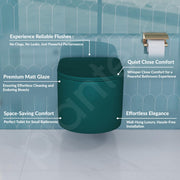 Plantex Commode for Toilet/Ceramic Wall Hung Toilet with Soft Close Toilet Seat/Rimless and Washdown Western Commode - P Trap (Round, Matt Green)