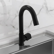Plantex Swan Neck for Bathroom with Brass Spindle/Pillar Cock Water Tap/Table Top Basin Tap with Teflon Tape - Pack of 1 (Black)
