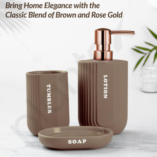 Plantex Ceramic Bathroom Set - Soap Holder for Bathroom/Liquid Soap Dispenser/Tumbler Holder/Toothbrush Holder - 3 Pcs Set