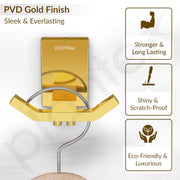 Plantex 304 Grade Stainless Steel Robe Hook/Cloth Towel Hanger/Door Hanger Hook/Bathroom Accessories - Pack of 1 (Crystal, PVD Gold)