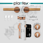 Plantex Premium Door Lock with 3 Years of Warranty - Main Door Lock Set (PVD Rose Gold & Wood Finish)