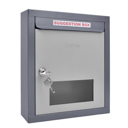 Plantex All in one Multipurpose use Box- Letter Box/Post Box for Gate Home and Office/Suggestion Box for Office use/Complaint/Donation Box with Lock Table Top or Wall Mount Pack of 1 - (Grey)
