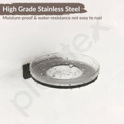Plantex Single Soap Dish/Stainless Steel Glass Soap Holder/Case/Stand/Soap Bar for Kitchen/Bathroom Accessories - Pack of 1 (Black)