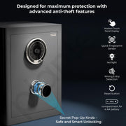 Plantex Safe Locker for Home/32 litre Anti-Burglary Safety Locker Box with Biometric Fingerprint/Touchscreen & Emergency Key/Tijori with External Power Backup/2 Years Warranty By Plantex (Grey)