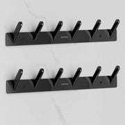 Plantex Wall Hooks for Hanging Cloth/Stainless Steel Towel Hangers/Bathroom Robe Hooks/Door Hangers/Square Wall Hook/Hook Rail for Hanging Keys - 6 Hooks (Pack of 2, PVD Black)