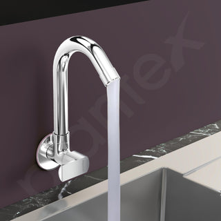 Plantex Water Tap for Kitchen Sink with Water Saving Aerator/Brass Spindle for Kitchen Sink Tap with Wall Flange -(CRM-1287-Chrome)