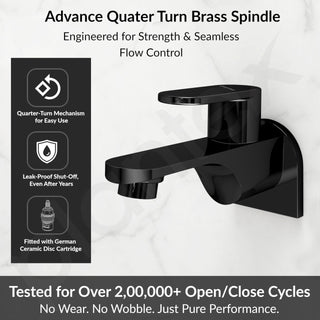 Plantex Pure Brass ORN-201 Bib Cock Water Tap with Brass Wall Flange & Teflon Tape/Bib Tap with Water Saving Aerator-7 Year Warranty (PVD Black)