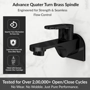 Plantex Pure Brass ORN-201 Bib Cock Water Tap with Brass Wall Flange & Teflon Tape/Bib Tap with Water Saving Aerator-7 Year Warranty (PVD Black)