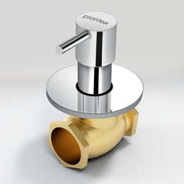Plantex 25 mm Pure Brass Flush Valve with Teflon Tape & Brass Wall Flange for Commercial & Residential Use-7 Year Warranty (ICO-920-Chrome)