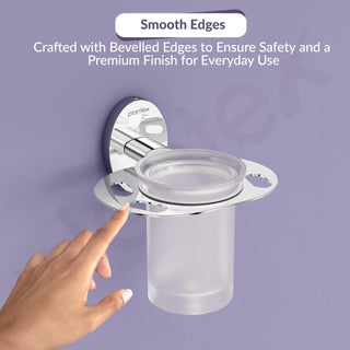 Plantex 304 Grade Stainless Steel Tumbler Holder Stand with Space for Toothbrush Holder/Bathroom Accessories - Olive (Chrome)