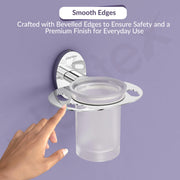 Plantex 304 Grade Stainless Steel Tumbler Holder Stand with Space for Toothbrush Holder/Bathroom Accessories - Olive (Chrome)