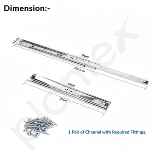 Plantex Drawer Channel/Regular Close Ball Bearing/Channel for Drawer/Telescopic Channel for Wooden & Metals Drawers in Kitchen, Wardrobe, (20-Inch,Silver) 1 Pair Set