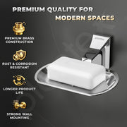 Plantex Soap Holder for Bathroom/Pure Brass Single Soap Dish/soap Stand/Soap Bar/Soap Case/Bathroom Accessories - Pack of 1 (APS-DL-03, Chrome)