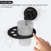 Plantex 304 Grade Stainless Steel Tumbler Holder/ABS Tooth Brush Stand/Bathroom Accessories - Skyllo (Black)