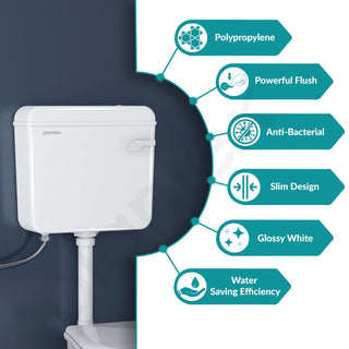 Plantex Flush Tank for Toilet with 8 Ltr Water Capacity/Flushing Cistern for Bathroom/Polypropylene Toilet Flush Tank - Pack of 1 (White)