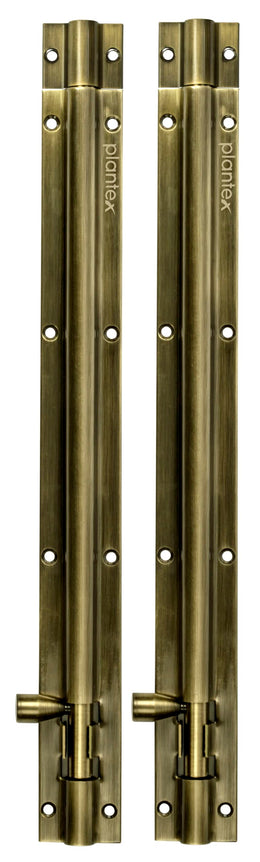 Plantex Stainless Steel 12 inch Tower Bolt/Tower Bolt for Home,Offices Doors and Windows/Tower Bolt for Main Door/Door Latch/Kundi/Chitakini/Door Latch for Windows (Brass Finish, Pack of 2)
