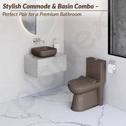Plantex Ceramic One Piece Commode with Washbasin/Rimless Western Toilet/Bathroom Wash Basin/S Trap Commode for Bathroom - (Choco)