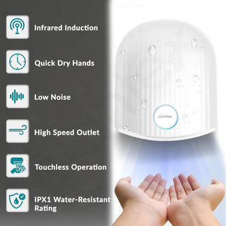 Plantex Hand Dryer Automatic /1200W Small Hand Dryer Machine/Hand Wash Air Dryer for Bathroom/Office/Hotel/Commercial Use (White)