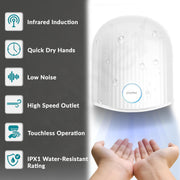 Plantex Hand Dryer Automatic /1200W Small Hand Dryer Machine/Hand Wash Air Dryer for Bathroom/Office/Hotel/Commercial Use (White)
