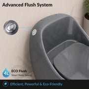 Plantex Imported Ceramic Western Toilet/Rimless Commode for Toilet/Siphonic Vacuum Jet Flush One Piece Commode With Soft Close Toilet Seat - S Trap Outlet (Glossy Grey)